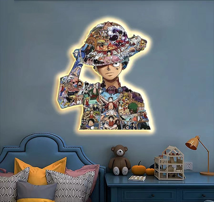 Monkey D. Luffy modelling LED lights bring mural(60*47cm)