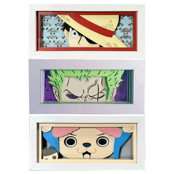 Luffy/Zoro paper cut photo frame tabletop decoration, can decorate the living room, living room or study Wall-mounted