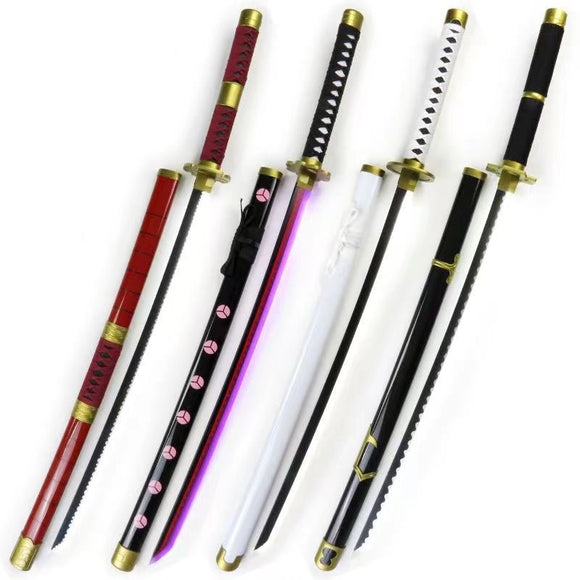 Zoro Samurai sword cool handsome cosplay props weapons LED light blade, wooden blade, grip bottom rechargeable