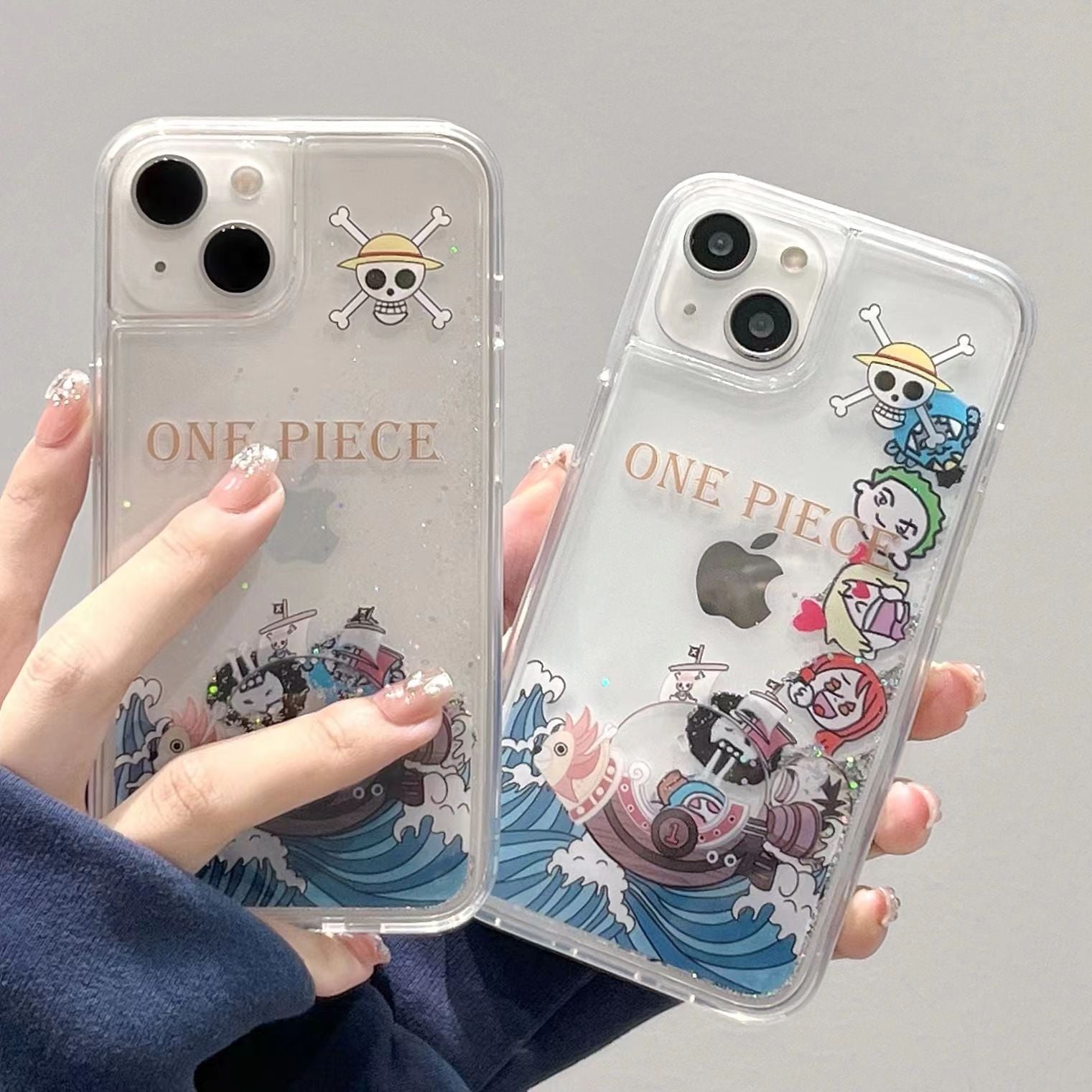 Luffy/Zoro/Ace iPhone Liquid Quicksand collision avoidance case