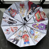 Luffy Straw Hat Pirates Laser Umbrella Touch water change color Umbrella Nocturnal reflective umbrella