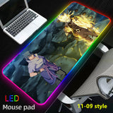 Uchiha Sasuke Super handsome and cool seven color light color change thickened mouse pad LED light keyboard pad Meaning game gradient horse running light