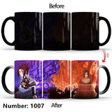 Uchiha Sasuke Color-Changing Mug Ceramic Heated Water Gradient Magic Coffee Mug cup(Serve with lid and spoon)