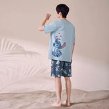 Stitch lovely cartoon men and women lovers pajamas