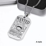 Luffy/Zoro/Nami/Sanji titanium steel material handsome cartoon role bounty mark necklace（The default size of the necklace is 70cm）