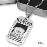 Luffy/Zoro/Nami/Sanji titanium steel material handsome cartoon role bounty mark necklace（The default size of the necklace is 70cm）