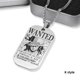 Luffy/Zoro/Nami/Sanji titanium steel material handsome cartoon role bounty mark necklace（The default size of the necklace is 70cm）