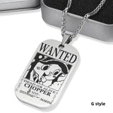 Luffy/Zoro/Nami/Sanji titanium steel material handsome cartoon role bounty mark necklace（The default size of the necklace is 70cm）