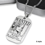 Luffy/Zoro/Nami/Sanji titanium steel material handsome cartoon role bounty mark necklace（The default size of the necklace is 70cm）