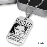 Luffy/Zoro/Nami/Sanji titanium steel material handsome cartoon role bounty mark necklace（The default size of the necklace is 70cm）