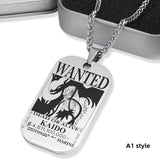 Luffy/Zoro/Nami/Sanji titanium steel material handsome cartoon role bounty mark necklace（The default size of the necklace is 70cm）