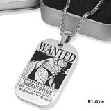 Luffy/Zoro/Nami/Sanji titanium steel material handsome cartoon role bounty mark necklace（The default size of the necklace is 70cm）