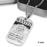 Luffy/Zoro/Nami/Sanji titanium steel material handsome cartoon role bounty mark necklace（The default size of the necklace is 70cm）