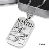 Luffy/Zoro/Nami/Sanji titanium steel material handsome cartoon role bounty mark necklace（The default size of the necklace is 70cm）