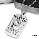 Luffy/Zoro/Nami/Sanji titanium steel material handsome cartoon role bounty mark necklace（The default size of the necklace is 70cm）