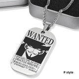 Luffy/Zoro/Nami/Sanji titanium steel material handsome cartoon role bounty mark necklace（The default size of the necklace is 70cm）