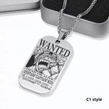 Luffy/Zoro/Nami/Sanji titanium steel material handsome cartoon role bounty mark necklace（The default size of the necklace is 70cm）