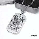 Luffy/Zoro/Nami/Sanji titanium steel material handsome cartoon role bounty mark necklace（The default size of the necklace is 70cm）