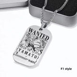 Luffy/Zoro/Nami/Sanji titanium steel material handsome cartoon role bounty mark necklace（The default size of the necklace is 70cm）