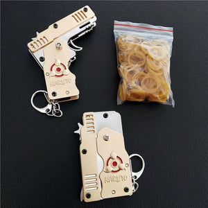 Sharingan metal six combo collapsible as a key chain rubber band gun