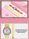 Chopper Men's and women's all-purpose quartz watch, stainless steel case, mechanical movement, leather strap, pink dial, 100 meter waterproof watch, second hand light up, easy to read dial watch