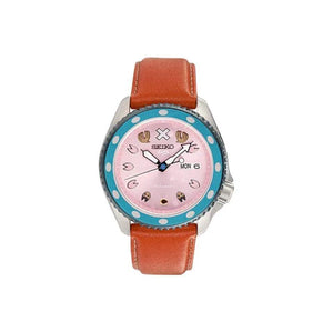 Chopper Men's and women's all-purpose quartz watch, stainless steel case, mechanical movement, leather strap, pink dial, 100 meter waterproof watch, second hand light up, easy to read dial watch