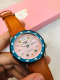 Chopper Men's and women's all-purpose quartz watch, stainless steel case, mechanical movement, leather strap, pink dial, 100 meter waterproof watch, second hand light up, easy to read dial watch