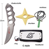 Sasuke 1:1 metal kunai shuriken ring headband necklace five-piece set（apply to costume play）