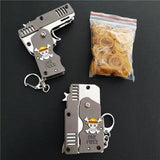 metal six combo collapsible as a key chain rubber band gun