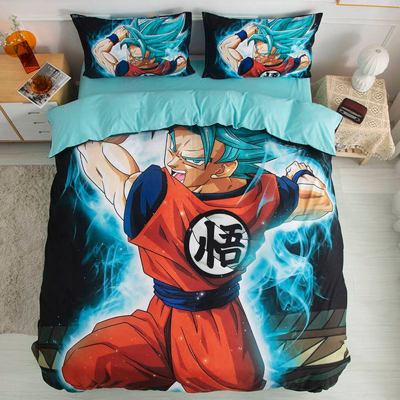 Son Goku Anime series Son Goku role printing handsome cartoon Pure cotton bedding three-piece set