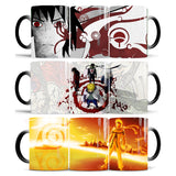 Uchiha Sasuke Color-Changing Mug Ceramic Heated Water Gradient Magic Coffee Mug cup(Serve with lid and spoon)