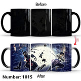 Uchiha Sasuke Color-Changing Mug Ceramic Heated Water Gradient Magic Coffee Mug cup(Serve with lid and spoon)