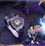 Sasuke/Kakashi/Itachi Men and women's all-purpose quartz watch, quartz movement, 30M waterproof, 40MM black dial, alloy case, leather strap, lightweight quartz watch