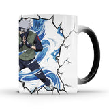 Uchiha Sasuke Color-Changing Mug Ceramic Heated Water Gradient Magic Coffee Mug cup(Serve with lid and spoon)