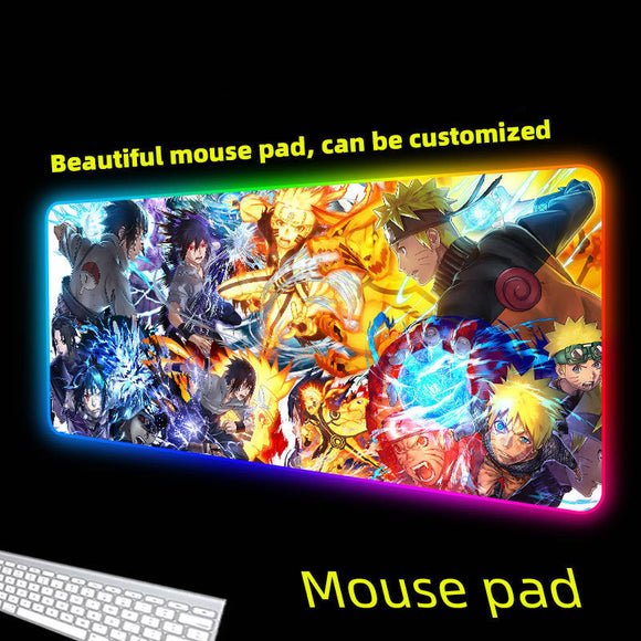 Uchiha Sasuke Super handsome and cool seven color light color change thickened mouse pad LED light keyboard pad Meaning game gradient horse running light