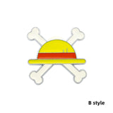 Luffy/Zoro/Sanji alloy skull mark straw hat cartoon badge brooch