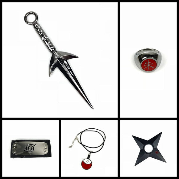 Sasuke1:1 metal kunaishuriken ring headband necklace  suit (apply to costume play)