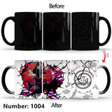 Uchiha Sasuke Color-Changing Mug Ceramic Heated Water Gradient Magic Coffee Mug cup(Serve with lid and spoon)