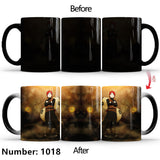 Uchiha Sasuke Color-Changing Mug Ceramic Heated Water Gradient Magic Coffee Mug cup(Serve with lid and spoon)