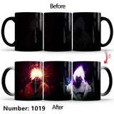 Uchiha Sasuke Color-Changing Mug Ceramic Heated Water Gradient Magic Coffee Mug cup(Serve with lid and spoon)