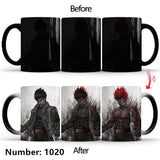 Uchiha Sasuke Color-Changing Mug Ceramic Heated Water Gradient Magic Coffee Mug cup(Serve with lid and spoon)