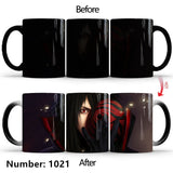 Uchiha Sasuke Color-Changing Mug Ceramic Heated Water Gradient Magic Coffee Mug cup(Serve with lid and spoon)