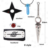 Sasuke 1:1 metal kunai shuriken ring headband necklace five-piece set（apply to costume play）