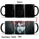 Uchiha Sasuke Color-Changing Mug Ceramic Heated Water Gradient Magic Coffee Mug cup(Serve with lid and spoon)