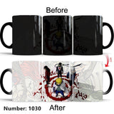 Uchiha Sasuke Color-Changing Mug Ceramic Heated Water Gradient Magic Coffee Mug cup(Serve with lid and spoon)