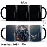 Uchiha Sasuke Color-Changing Mug Ceramic Heated Water Gradient Magic Coffee Mug cup(Serve with lid and spoon)