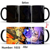 Uchiha Sasuke Color-Changing Mug Ceramic Heated Water Gradient Magic Coffee Mug cup(Serve with lid and spoon)