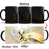 Uchiha Sasuke Color-Changing Mug Ceramic Heated Water Gradient Magic Coffee Mug cup(Serve with lid and spoon)