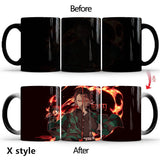 Kamado Tanjirou/Agatsuma Zenitsu Mug Ceramic Heated Water Gradient Magic Coffee Mug cup(Serve with lid and spoon)